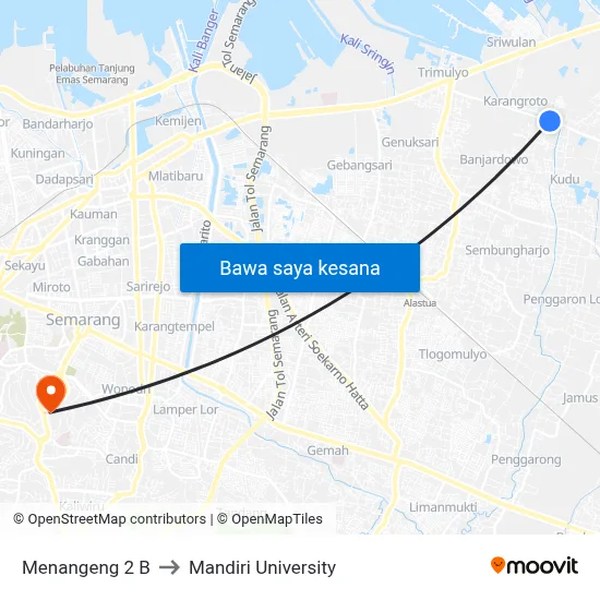 Menangeng 2 B to Mandiri University map