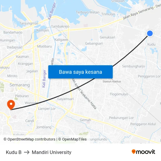 Kudu B to Mandiri University map