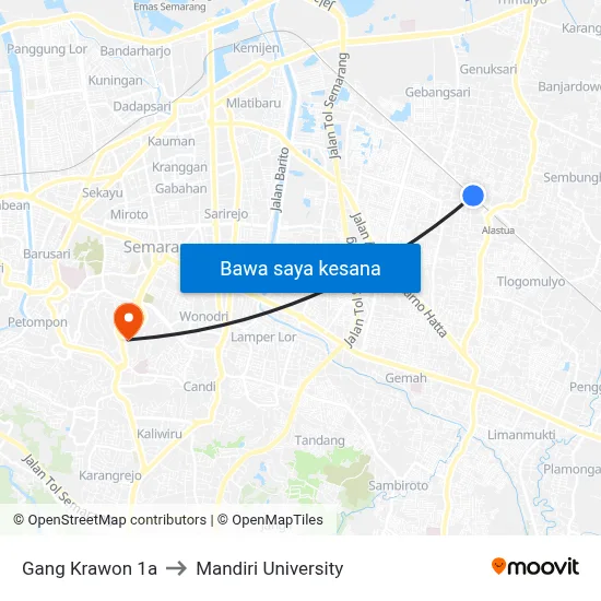 Gang Krawon 1a to Mandiri University map