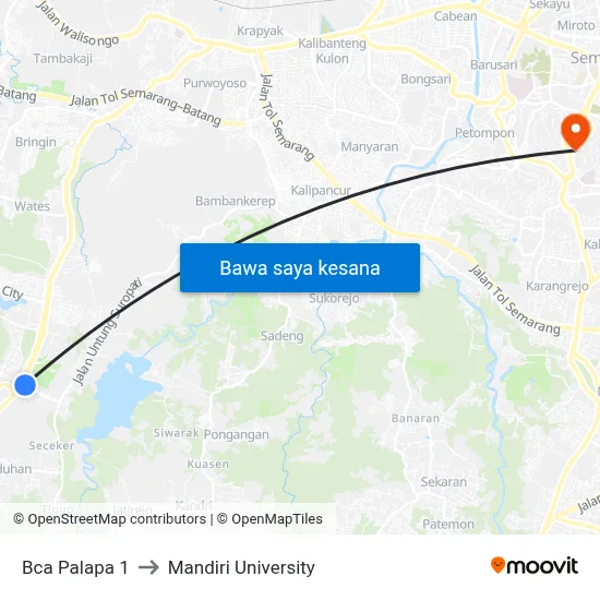 Bca Palapa 1 to Mandiri University map