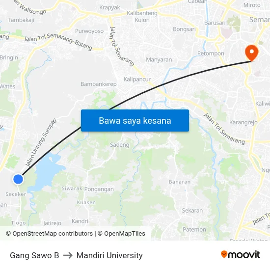 Gang Sawo B to Mandiri University map