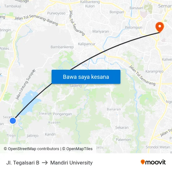 Jl. Tegalsari B to Mandiri University map