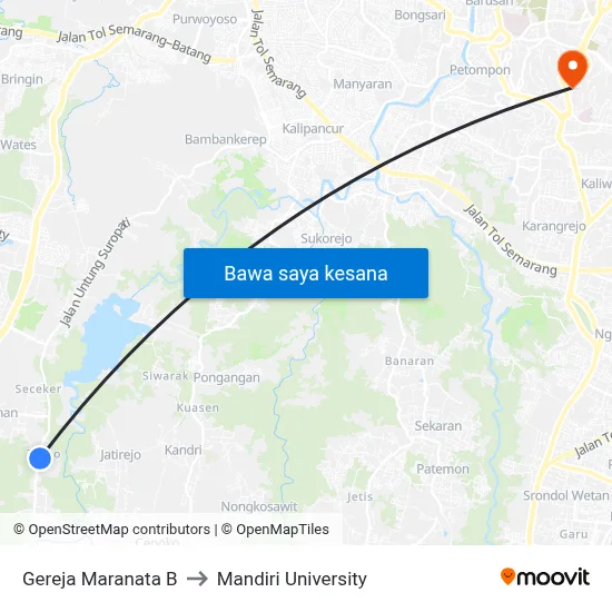 Gereja Maranata B to Mandiri University map