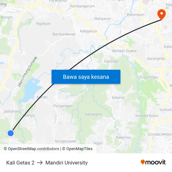 Kali Getas 2 to Mandiri University map