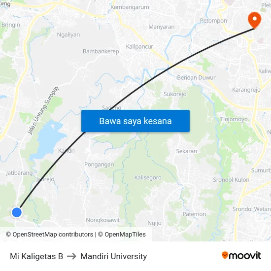 Mi Kaligetas B to Mandiri University map