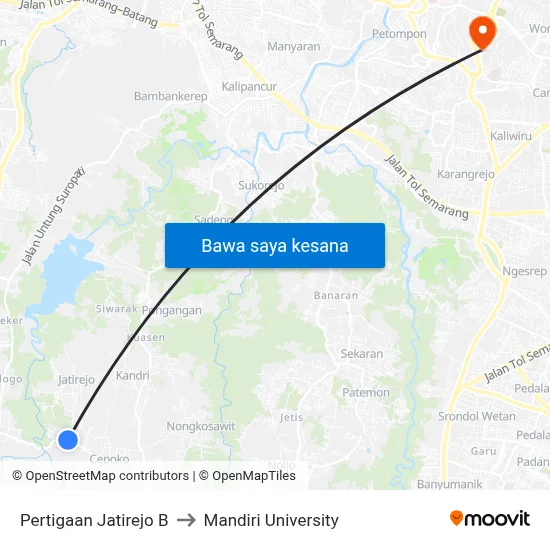 Pertigaan Jatirejo B to Mandiri University map