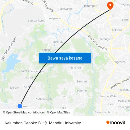 Kelurahan Cepoko B to Mandiri University map