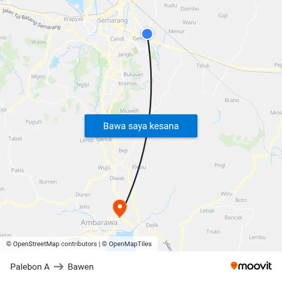 Palebon A to Bawen map