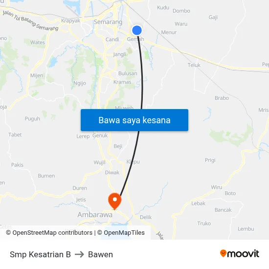 Smp Kesatrian B to Bawen map