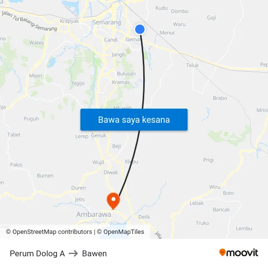 Perum Dolog A to Bawen map