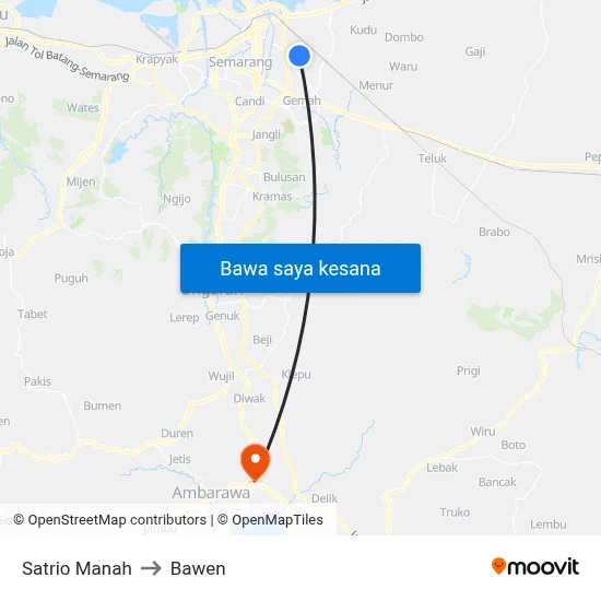 Satrio Manah to Bawen map
