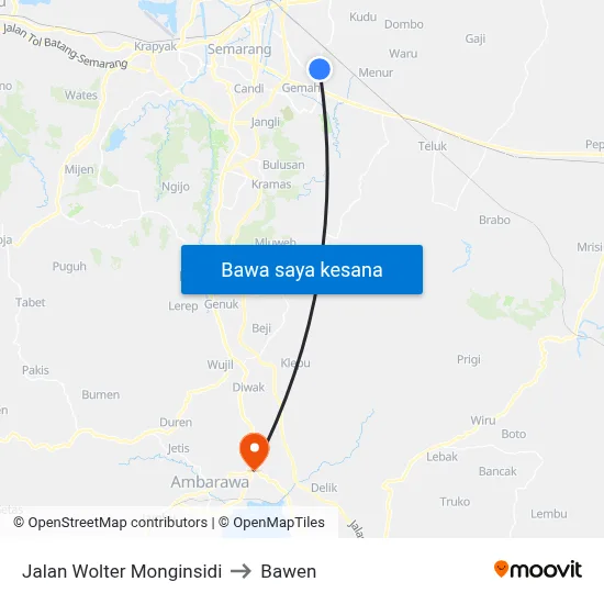 Jalan Wolter Monginsidi to Bawen map