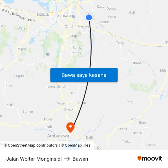 Jalan Wolter Monginsidi to Bawen map