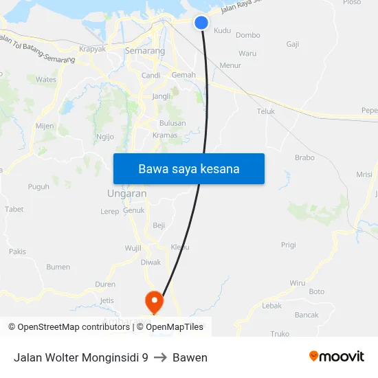 Jalan Wolter Monginsidi 9 to Bawen map