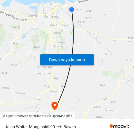Jalan Wolter Monginsidi 90 to Bawen map