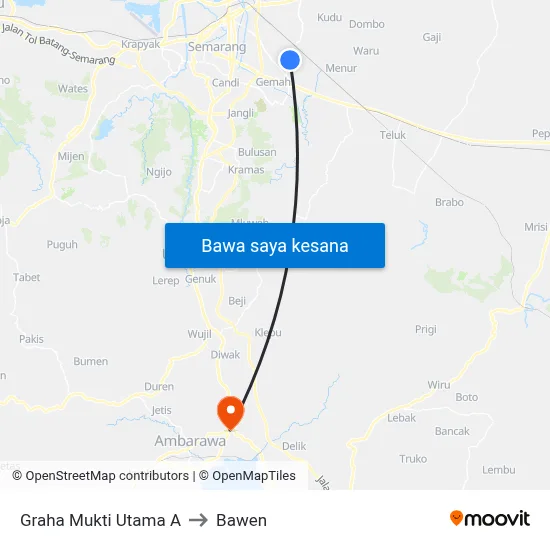 Graha Mukti Utama A to Bawen map