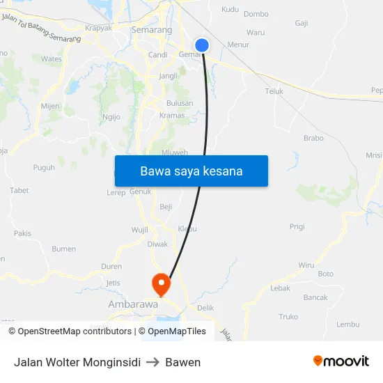 Jalan Wolter Monginsidi to Bawen map