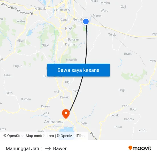 Manunggal Jati 1 to Bawen map