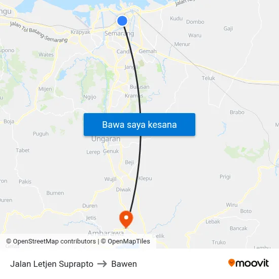 Jalan Letjen Suprapto to Bawen map
