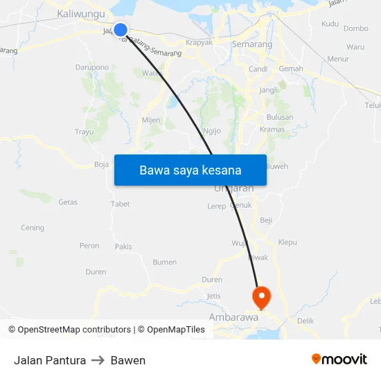 Jalan Pantura to Bawen map