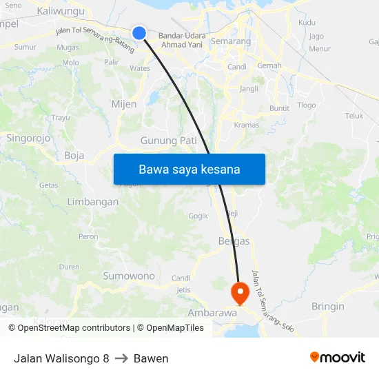 Jalan Walisongo 8 to Bawen map