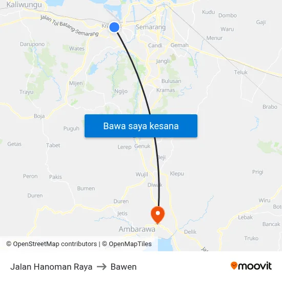 Jalan Hanoman Raya to Bawen map