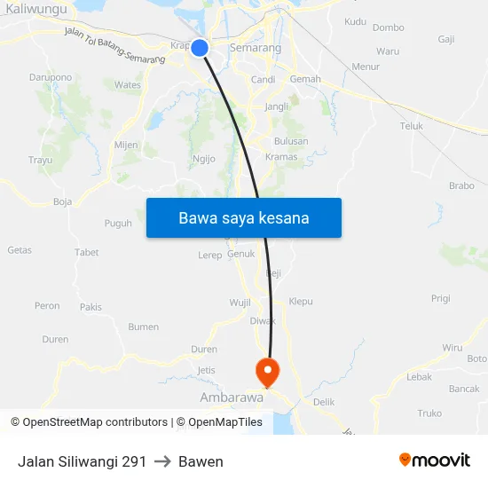 Jalan Siliwangi 291 to Bawen map