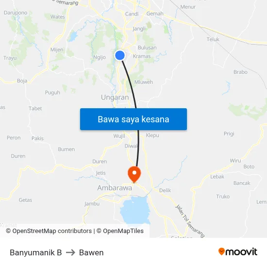 Banyumanik B to Bawen map