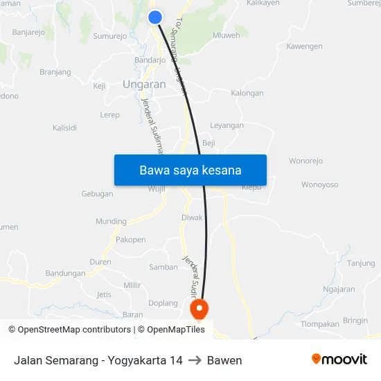 Jalan Semarang - Yogyakarta 14 to Bawen map