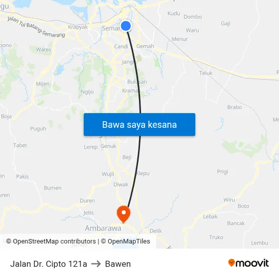 Jalan Dr. Cipto 121a to Bawen map