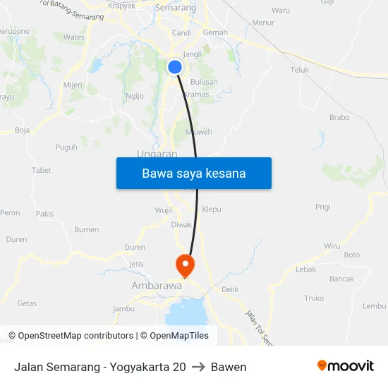 Jalan Semarang - Yogyakarta 20 to Bawen map