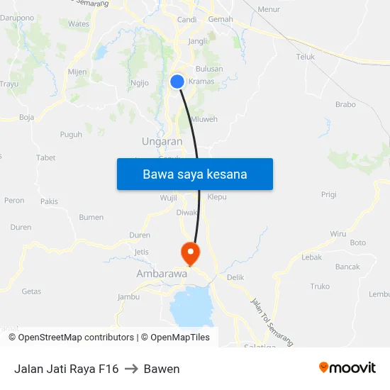 Jalan Jati Raya F16 to Bawen map