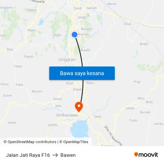 Jalan Jati Raya F16 to Bawen map