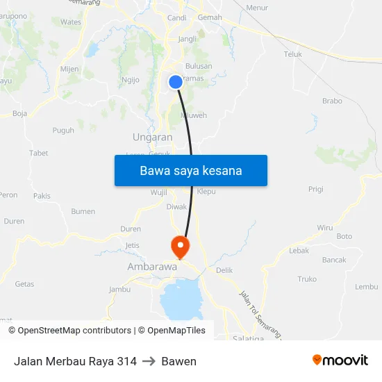 Jalan Merbau Raya 314 to Bawen map