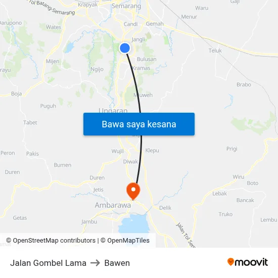 Jalan Gombel Lama to Bawen map