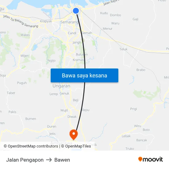 Jalan Pengapon to Bawen map