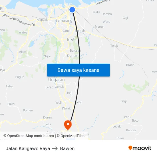 Jalan Kaligawe Raya to Bawen map
