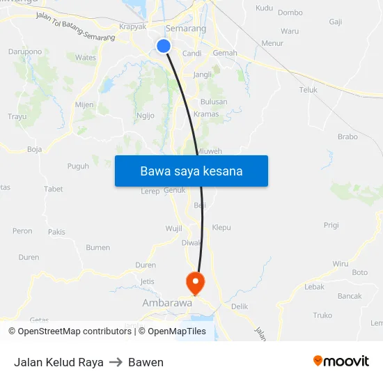 Jalan Kelud Raya to Bawen map