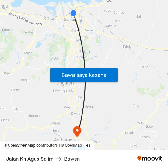 Jalan Kh Agus Salim to Bawen map
