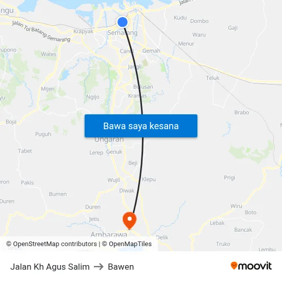 Jalan Kh Agus Salim to Bawen map