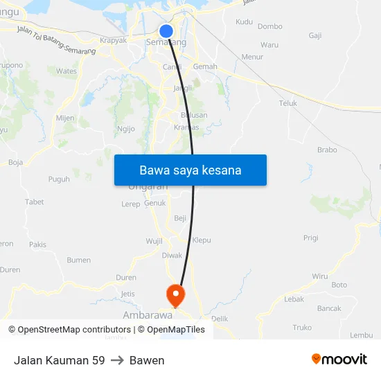 Jalan Kauman 59 to Bawen map
