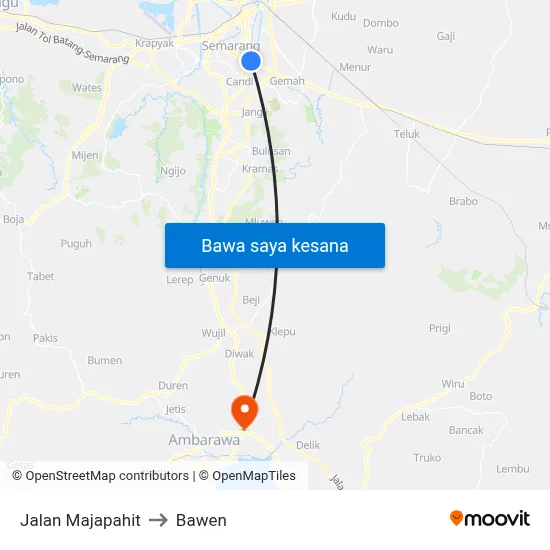 Jalan Majapahit to Bawen map