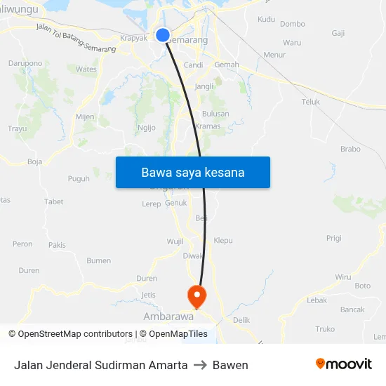 Jalan Jenderal Sudirman Amarta to Bawen map