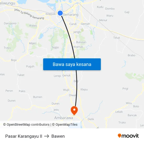 Pasar Karangayu II to Bawen map