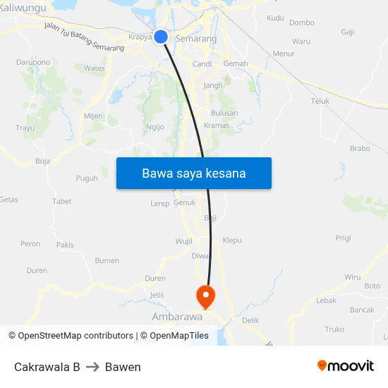 Cakrawala B to Bawen map