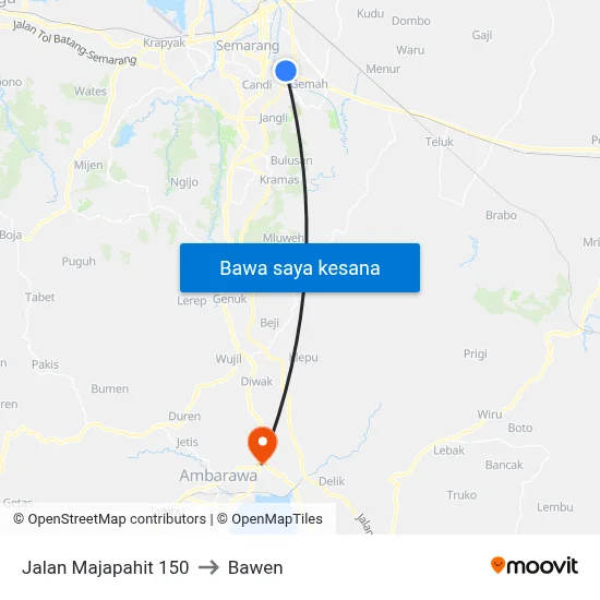 Jalan Majapahit 150 to Bawen map
