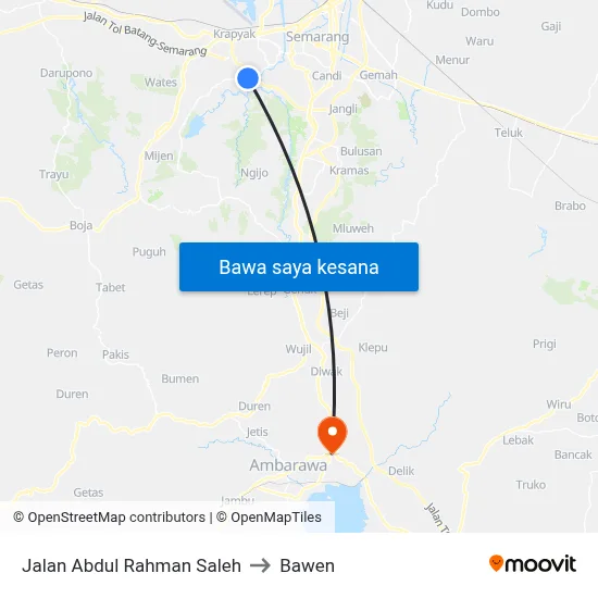 Jalan Abdul Rahman Saleh to Bawen map
