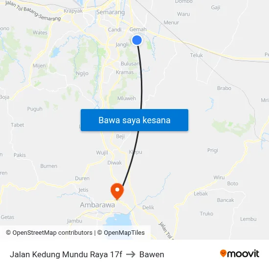 Jalan Kedung Mundu Raya 17f to Bawen map