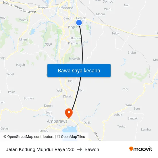 Jalan Kedung Mundur Raya 23b to Bawen map