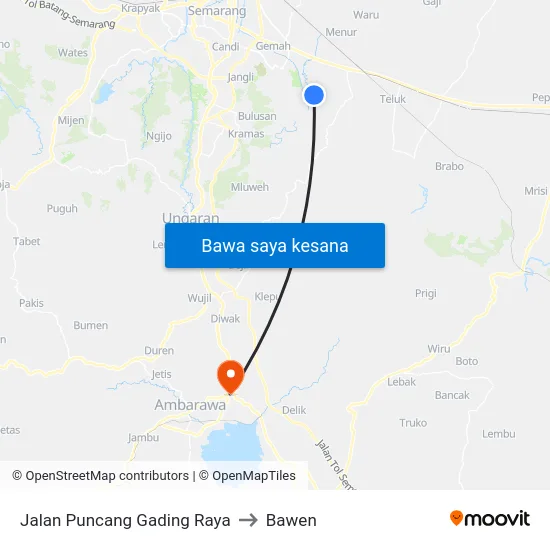 Jalan Puncang Gading Raya to Bawen map